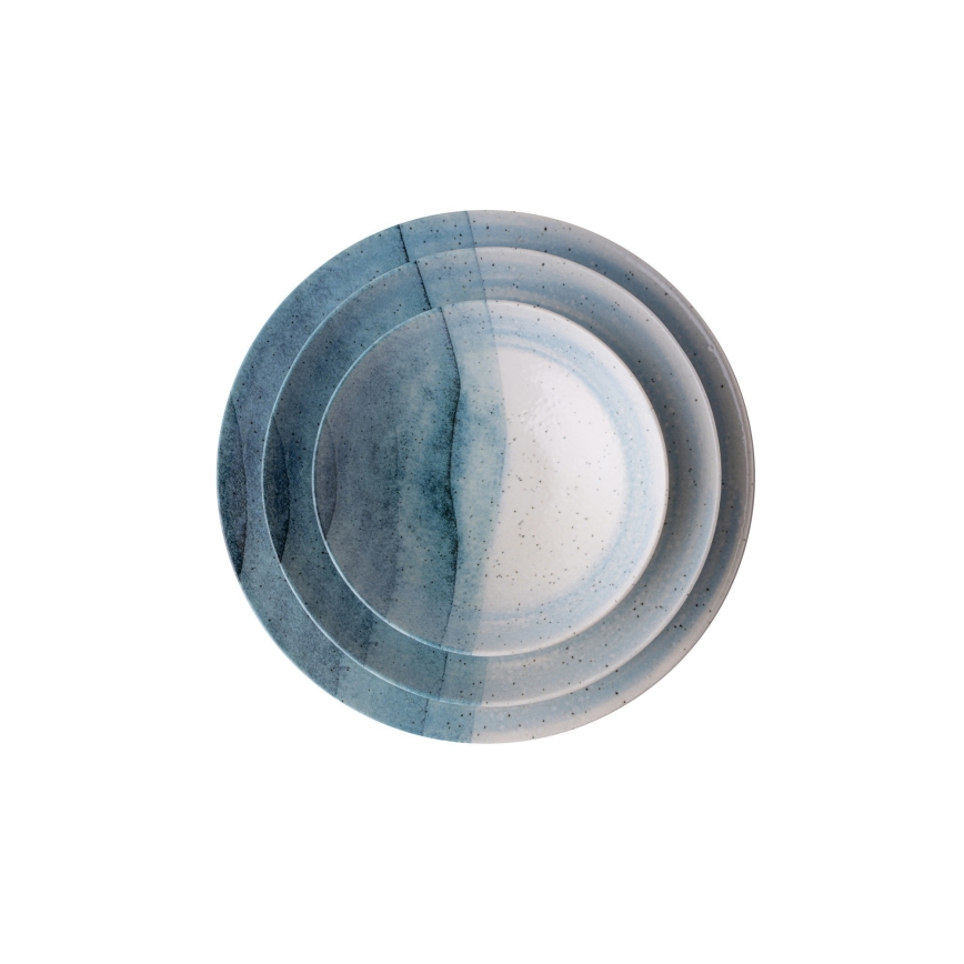 24-delt spisesæt i porcelæn, blå/creme