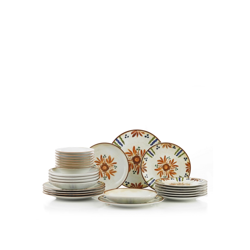 24-delt spisesæt i porcelæn – flerfarvet
