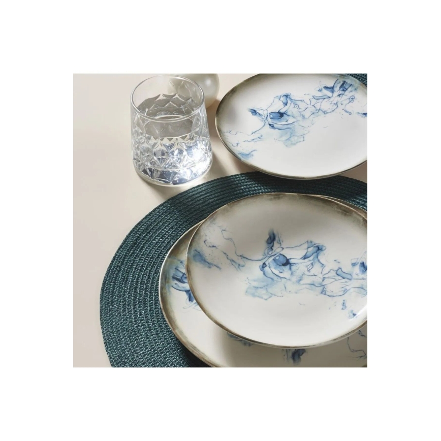24-delt spisesæt i porcelæn, hvid/blå