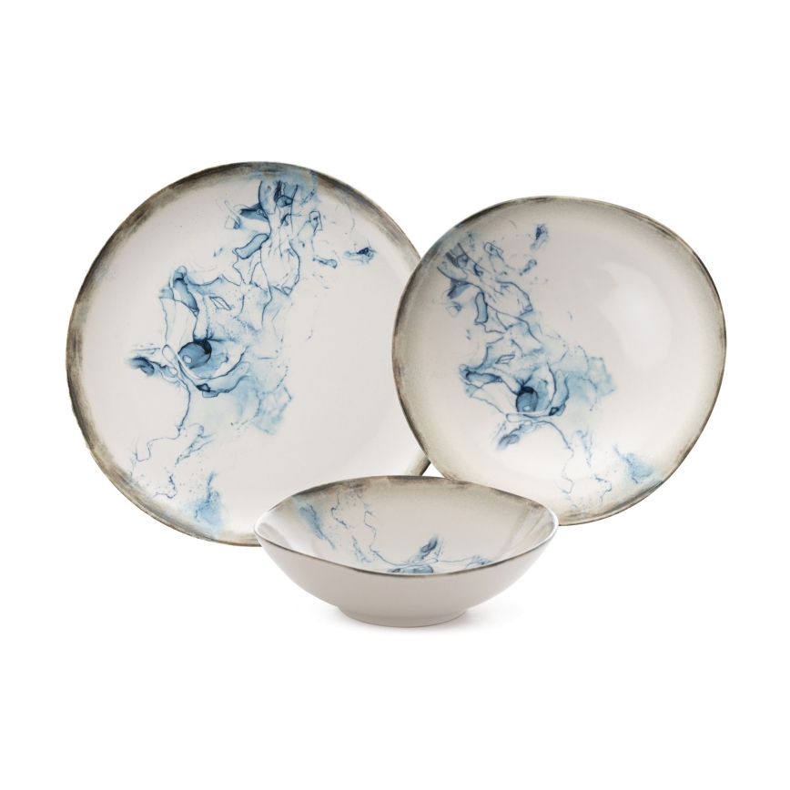 24-delt spisesæt i porcelæn, hvid/blå