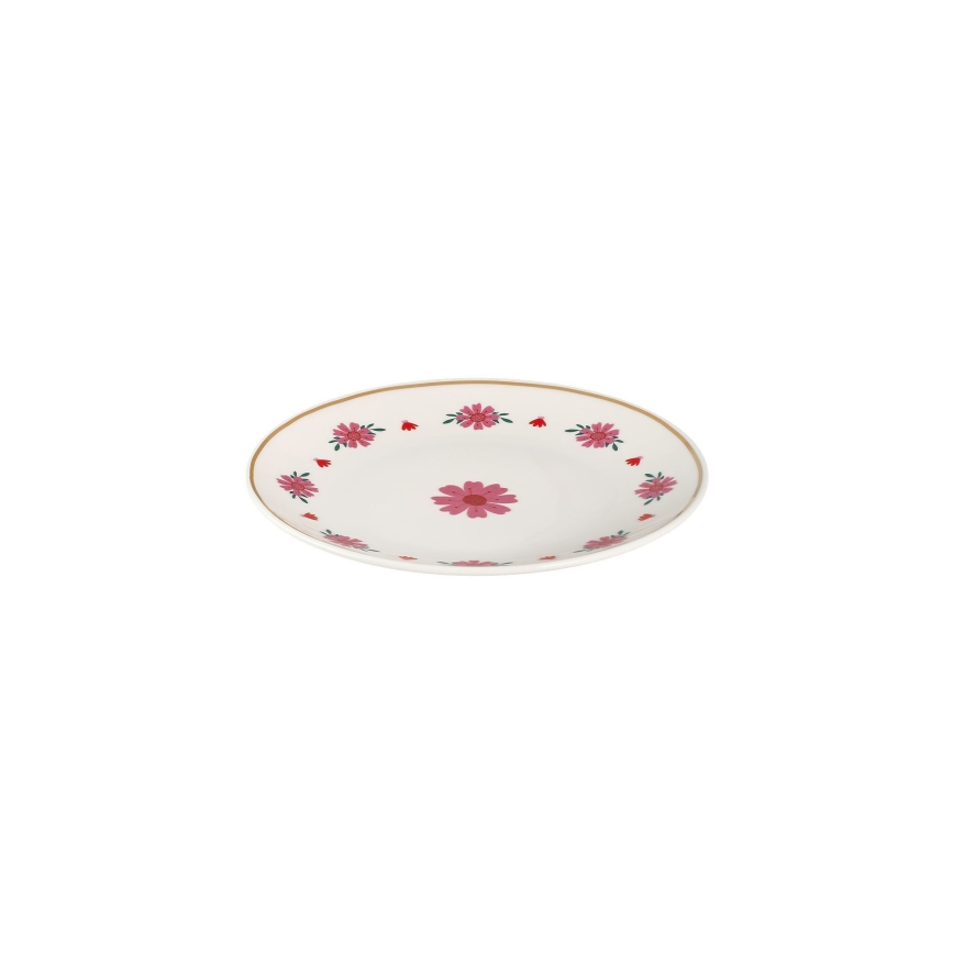 24-delt spisesæt i porcelæn, hvid/rød/grøn