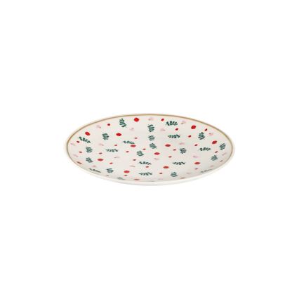 24-delt spisesæt i porcelæn, hvid/rød/grøn