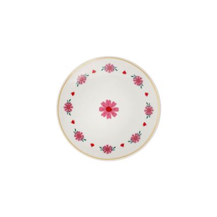 24-delt spisesæt i porcelæn, hvid/rød/grøn