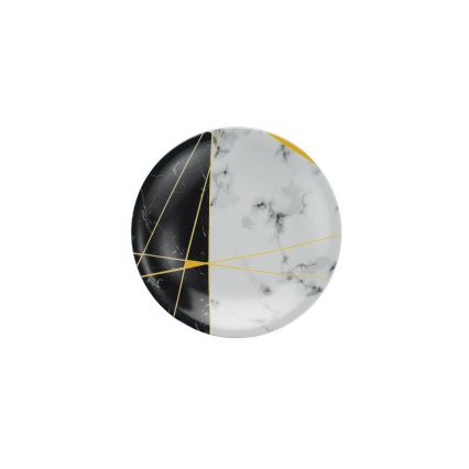 24-delt spisesæt i porcelæn, sort/hvid/guld