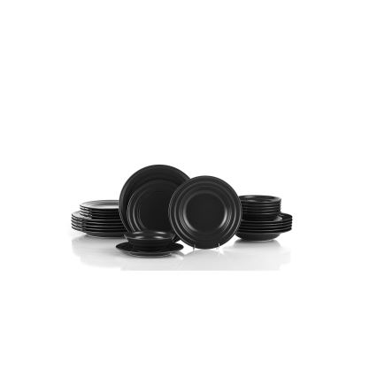 24-delt spisesæt i sort porcelæn