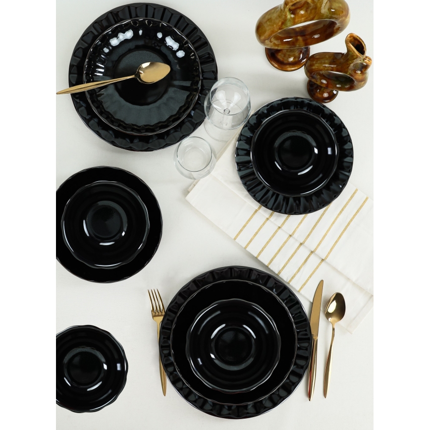 24-delt spisesæt i sort stentøj