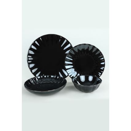 24-delt spisesæt i sort stentøj