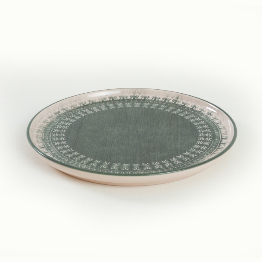 24-delt spisesæt i stentøj, beige/grøn