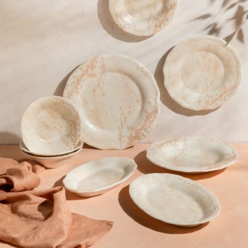 27-delt spisesæt, beige/porcelæn