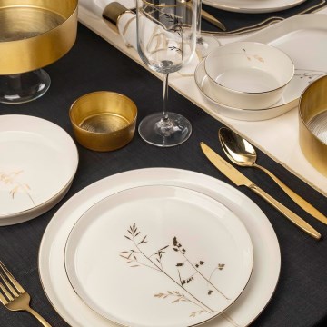 27-delt spisesæt, hvid/guld, porcelæn