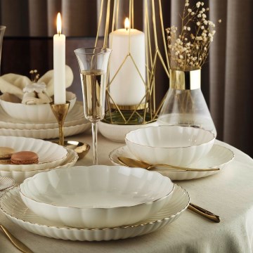 27-delt spisesæt, hvid/guld, porcelæn