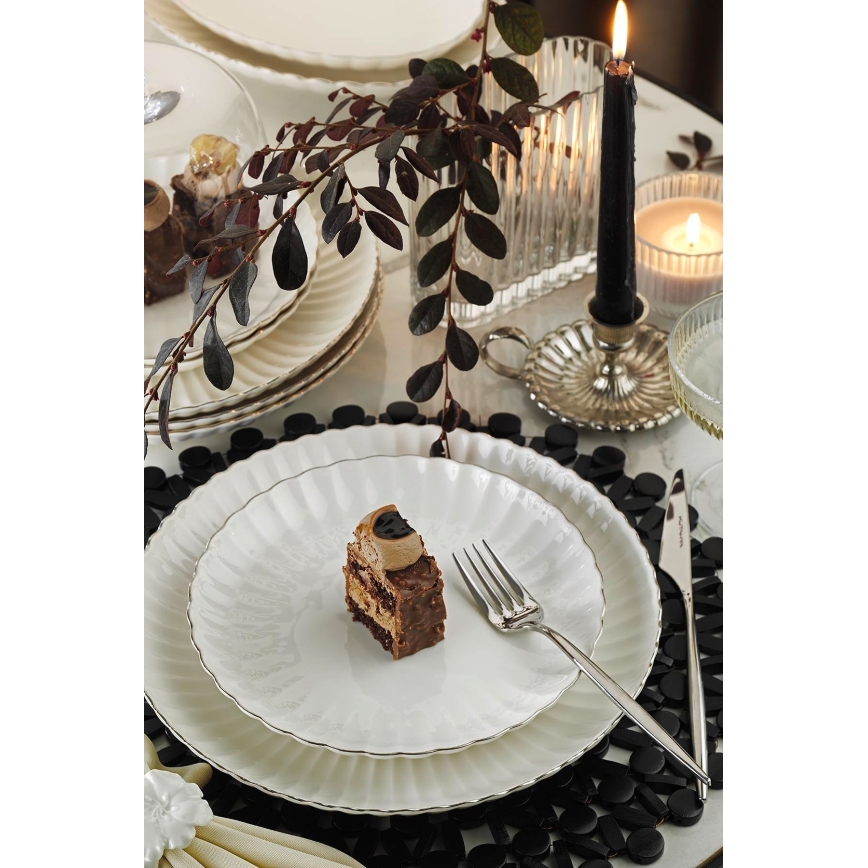 27-delt spisesæt, hvid/sølv, porcelæn