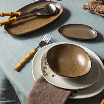 27-delt spisesæt i porcelæn, hvid/brun