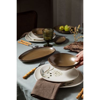 27-delt spisesæt i porcelæn, hvid/brun