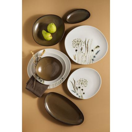 27-delt spisesæt i porcelæn, hvid/brun