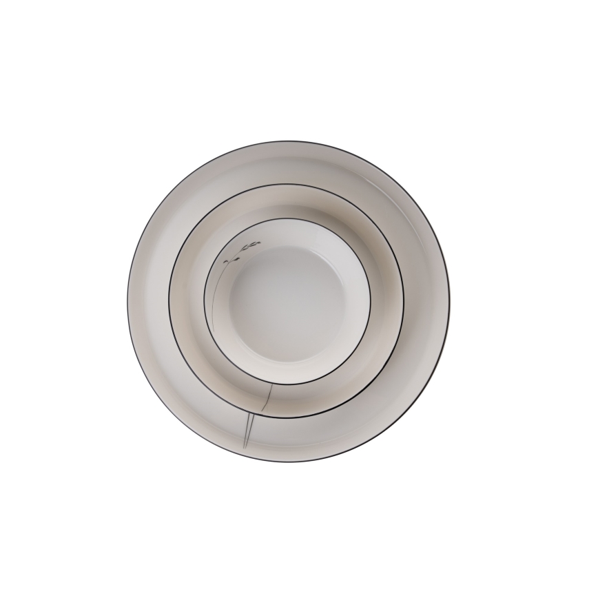 27-delt spisesæt i porcelæn, hvid/sort