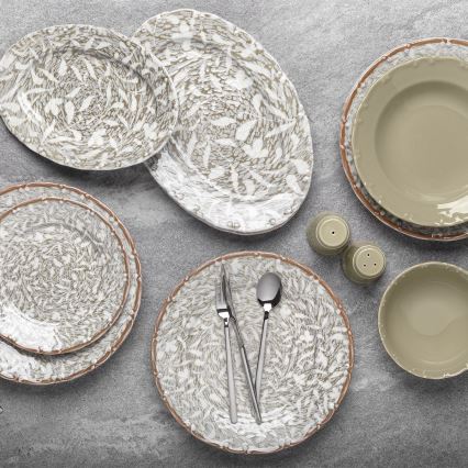 29-delt spisesæt i porcelæn, brun/grøn