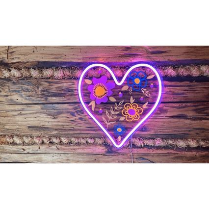 2Kids Toys - LED Vægdekoration neon LED/5W/USB hjerte