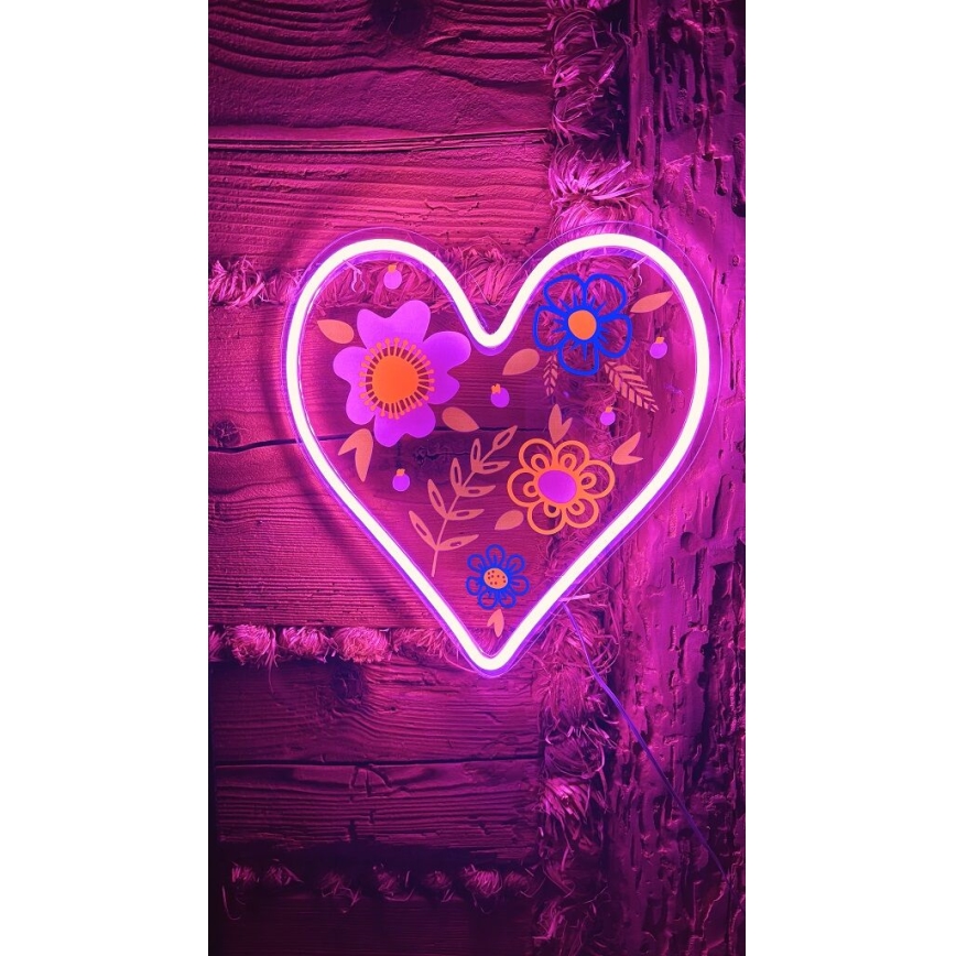 2Kids Toys - LED Vægdekoration neon LED/5W/USB hjerte