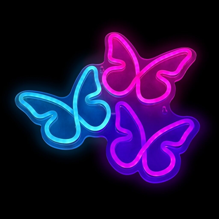 2Kids Toys - LED Vægdekoration neon LED/5W/USB sommerfugle