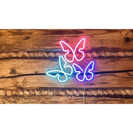 2Kids Toys - LED Vægdekoration neon LED/5W/USB sommerfugle