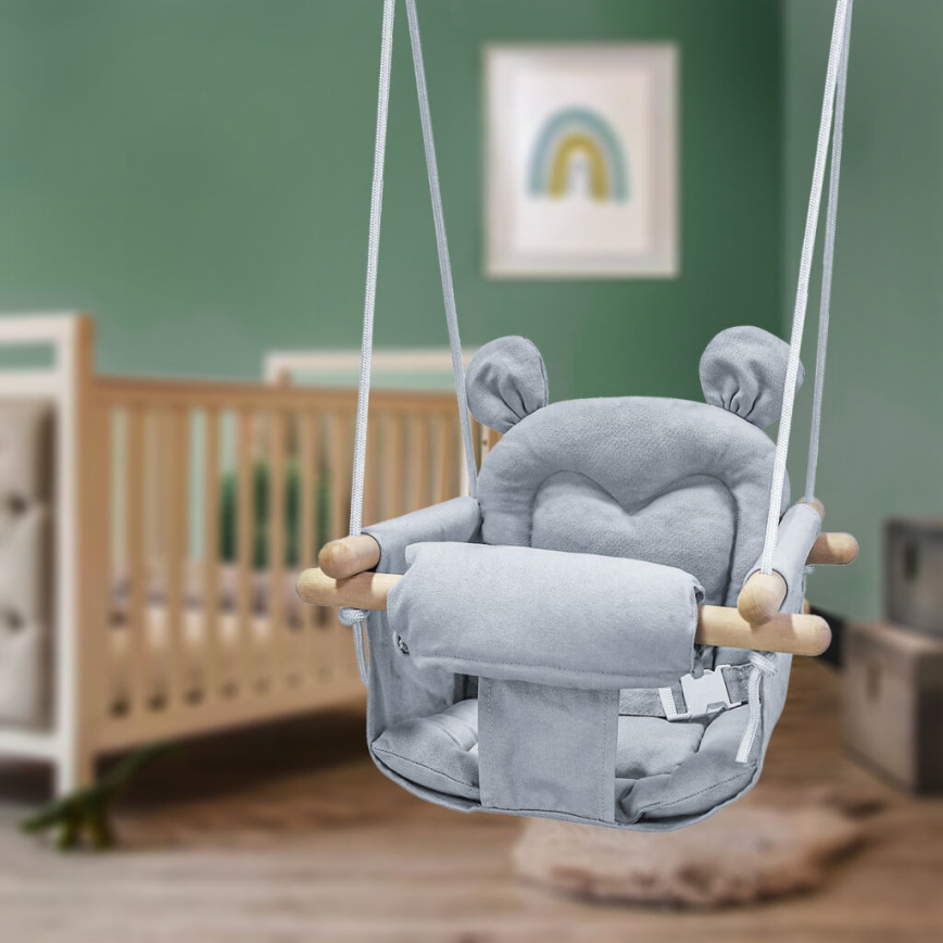 2Kids Toys - Tekstilgynge til børn grå/bøg