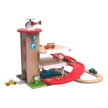 2Kids Toys - Trægarage med togspor