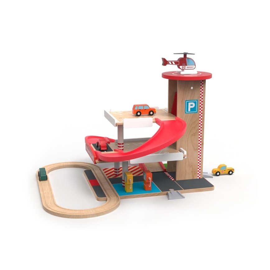 2Kids Toys - Trægarage med togspor