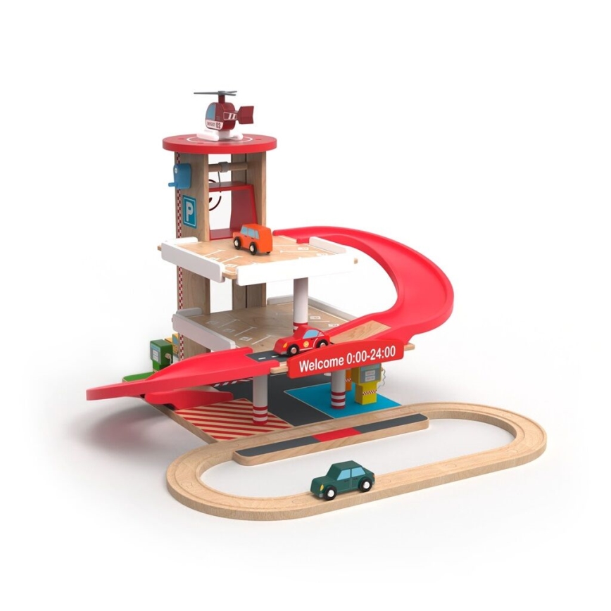 2Kids Toys - Trægarage med togspor