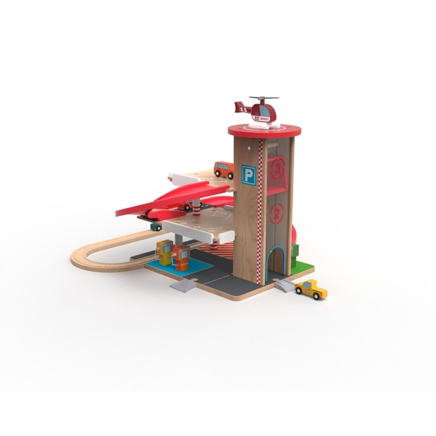 2Kids Toys - Trægarage med togspor