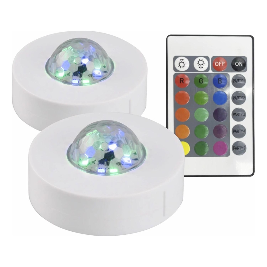 2x Dekorativ LED bordlampe m. RGB-lampe FESTA 3xAAA/4,5V + fjernbetjening