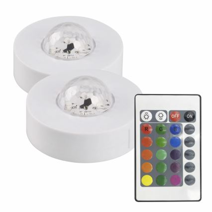 2x Dekorativ LED bordlampe m. RGB-lampe FESTA 3xAAA/4,5V + fjernbetjening