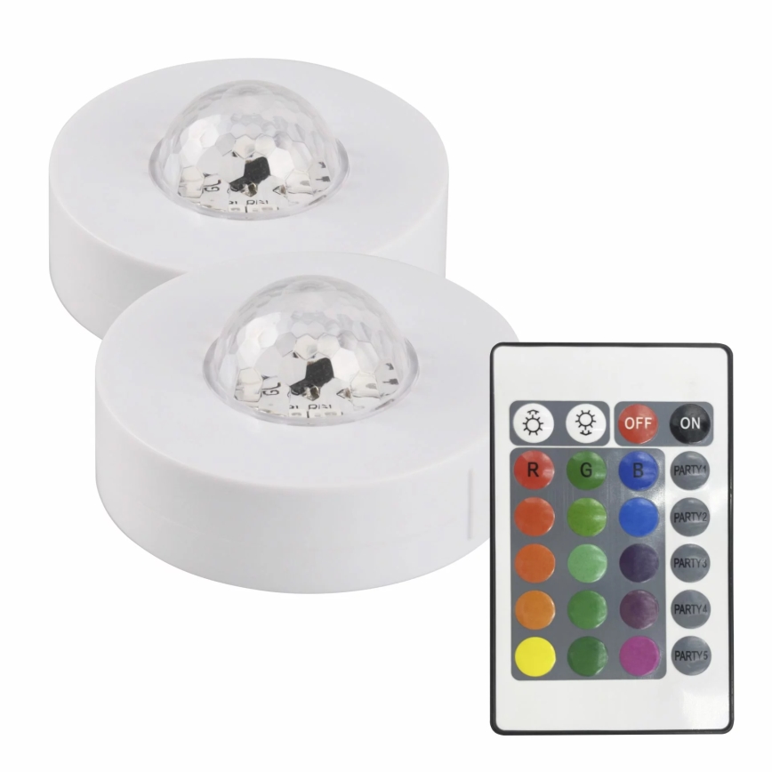 2x Dekorativ LED bordlampe m. RGB-lampe FESTA 3xAAA/4,5V + fjernbetjening