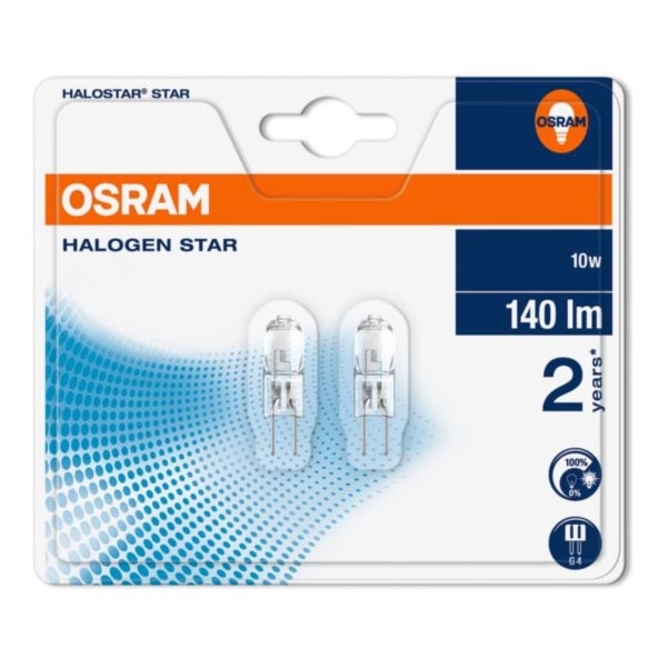 2x Industriel halogenpære HALOSTAR G4/10W/12V 2800K - Osram