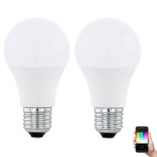 2x LED lyspære m. RGBW-farver dæmpbar A60 E27/9W/230V 2700-6500K + fjernbetjening - Eglo 11587