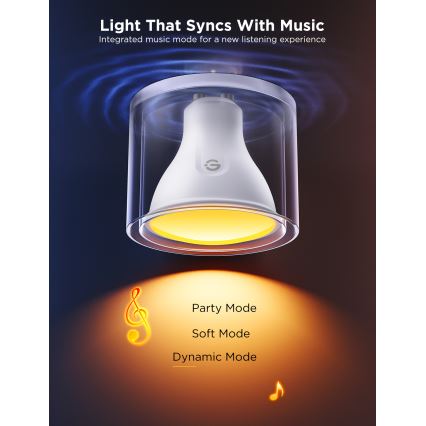 2x LED lyspære m. RGBWW-farver dæmpbar GU10/4,8W/230V 2700-6500K Wi-Fi - Govee