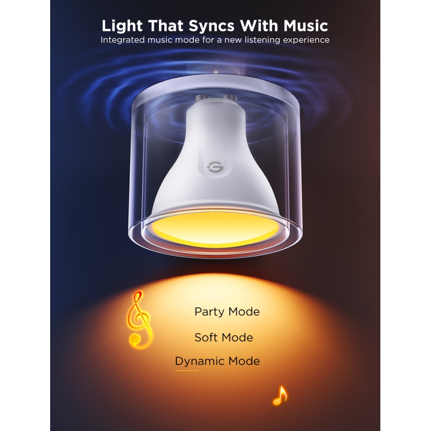 2x LED lyspære m. RGBWW-farver dæmpbar GU10/4,8W/230V 2700-6500K Wi-Fi - Govee