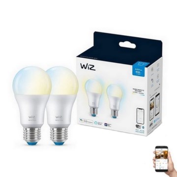 2x LED-pære dæmpbar A60 E27/8W/230V 2700-6500K CRI 90 Wi-Fi - WiZ