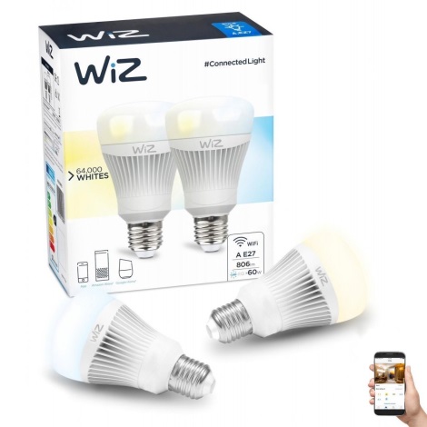 2x LED-pære dæmpbar E27/11,5W/230V 2700-6500K Wi-Fi - WiZ