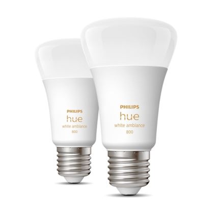 2x LED-pære dæmpbar Philips Hue WHITE AMBIANCE E27/6W/230V 2200-6500K