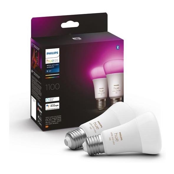 2x LED-pære dæmpbar Philips Hue White And Color Ambiance A60 E27/9W/230V 2000-6500K