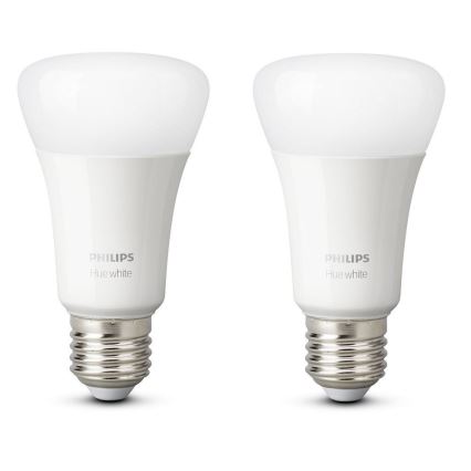 2x LED-pære dæmpbar Philips Hue WHITE E27/9W/230V 2700K