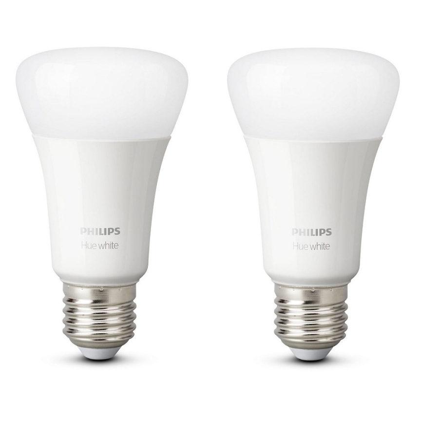 2x LED-pære dæmpbar Philips Hue WHITE E27/9W/230V 2700K