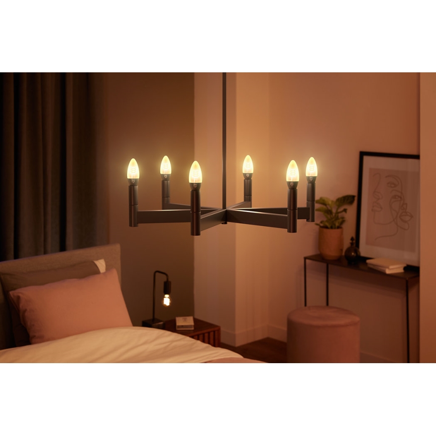 2x LED-pære dæmpbar Philips Hue WHITE FILAMENT E14/4,5W/230V 2100K