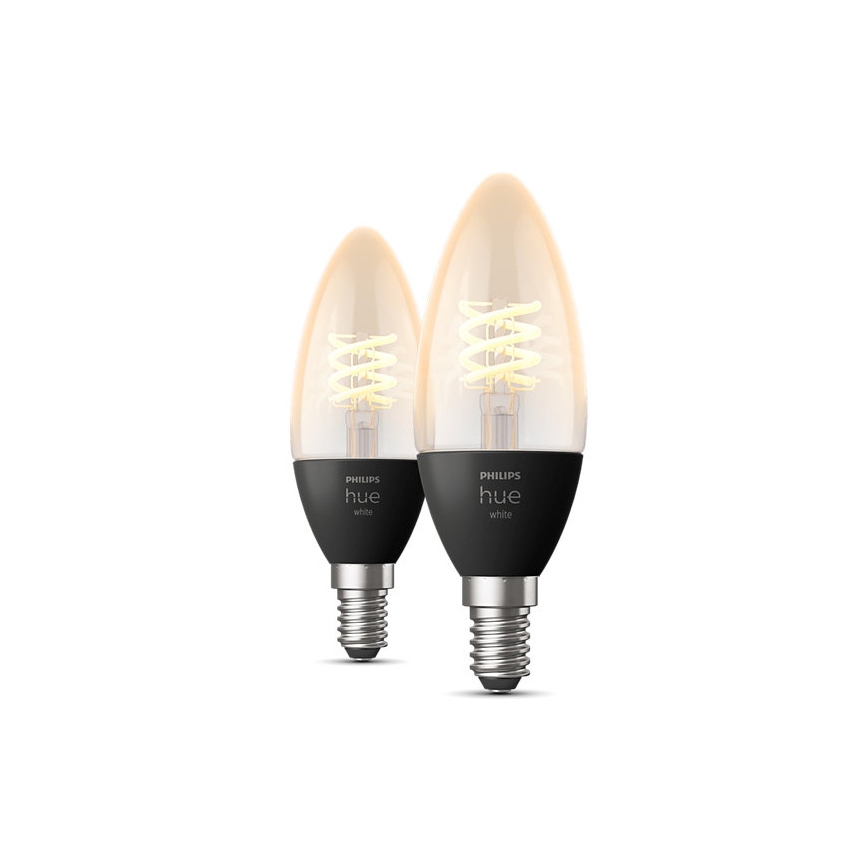 2x LED-pære dæmpbar Philips Hue WHITE FILAMENT E14/4,5W/230V 2100K