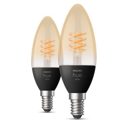 2x LED-pære dæmpbar Philips Hue WHITE FILAMENT E14/4,5W/230V 2100K