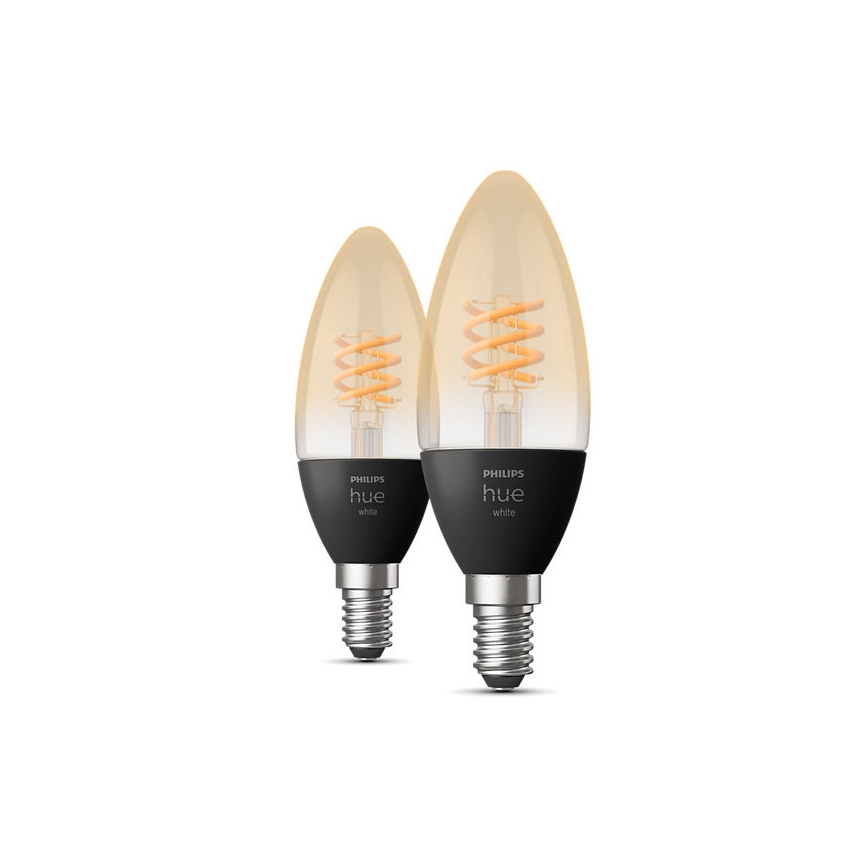 2x LED-pære dæmpbar Philips Hue WHITE FILAMENT E14/4,5W/230V 2100K