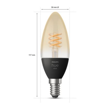 2x LED-pære dæmpbar Philips Hue WHITE FILAMENT E14/4,5W/230V 2100K