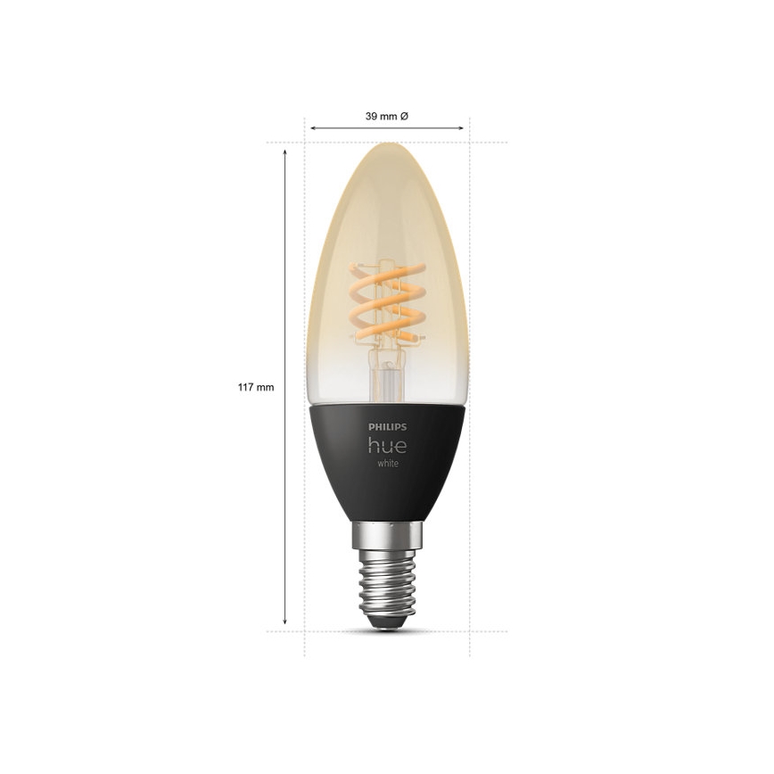 2x LED-pære dæmpbar Philips Hue WHITE FILAMENT E14/4,5W/230V 2100K