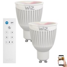 2x LED-pære dæmpbar RGBW-farver GU10/6,5W/230V 2200-6500K Wi-Fi + fjernbetjening - WiZ